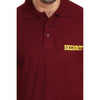 Maroon security polo T-shirt – close-up of collar and chest print