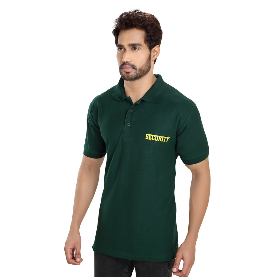 Security Polo T-Shirt – Bottle Green - Left Sleeve