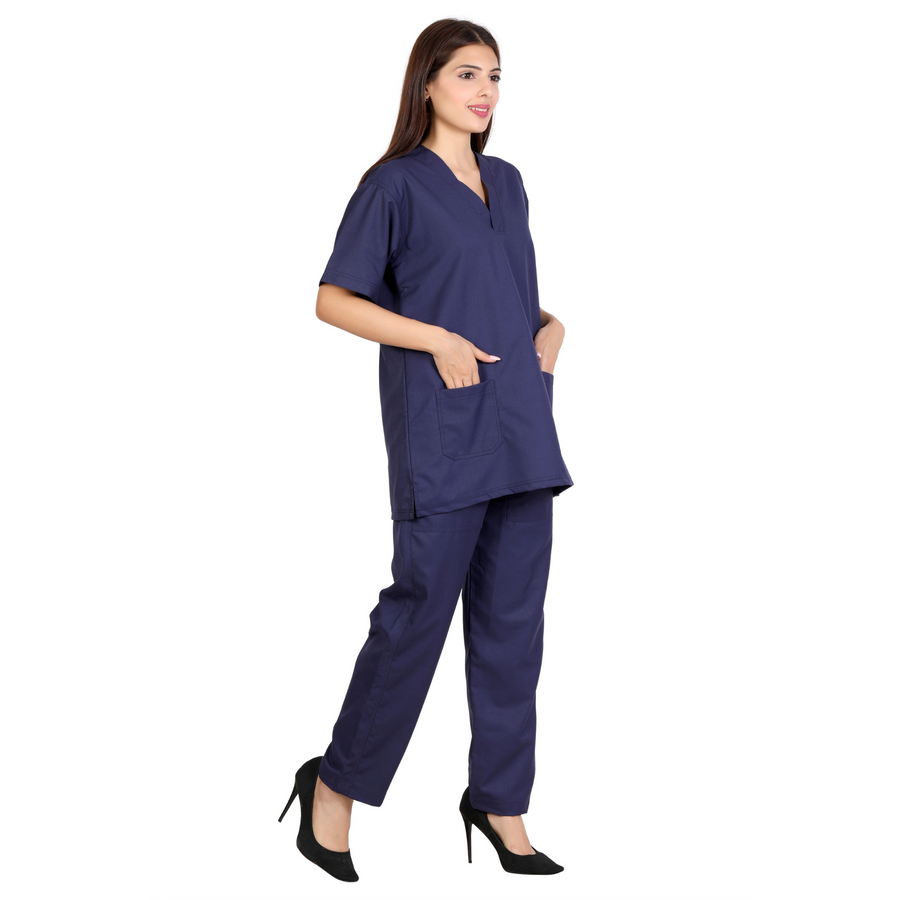Women's Classic Scrub Suit – Navy Blue - Left Sleeve