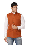 Men's Dark Orange TR Nehru jacket – front view