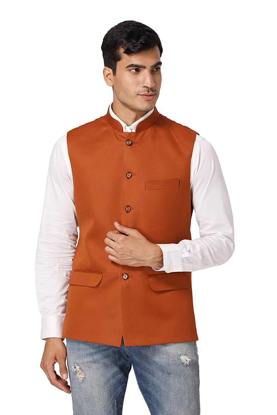 Men's TR Nehru Jacket – Dark Orange - Front