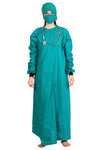 Women's Overlap OT Gown Set – Surgical Green, with Cap & Mask – front