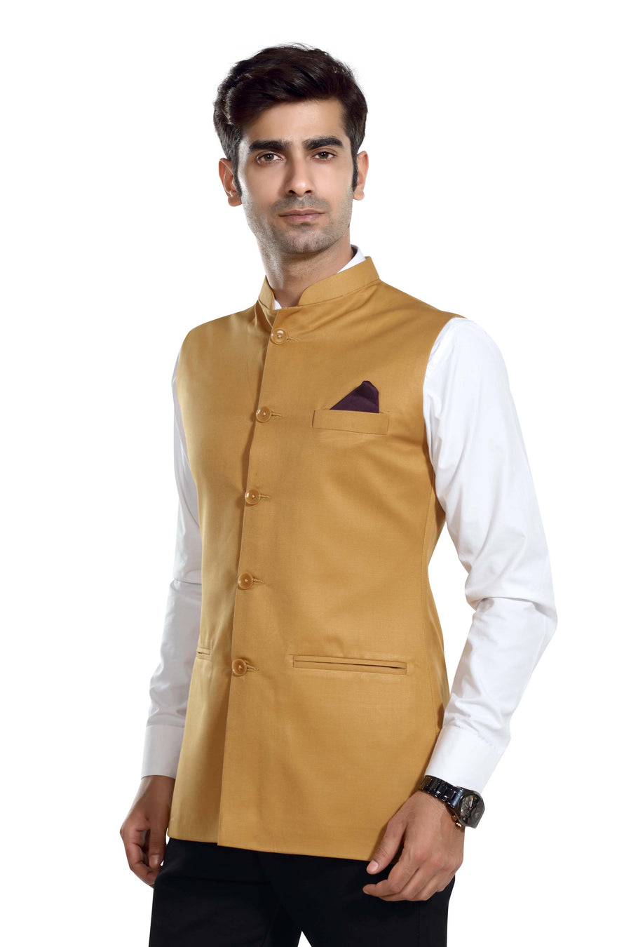 Men's TR Nehru Jacket – Mustard Yellow - Left Sleeve