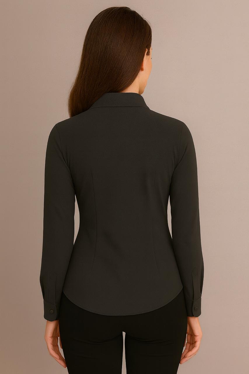 Women's Lycra Formal Shirt – Dark Green - Right Sleeve