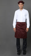 Half Service Apron – Maroon & Black Stripes, front