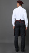 Half Service Apron – Maroon & Black Stripes, back ties