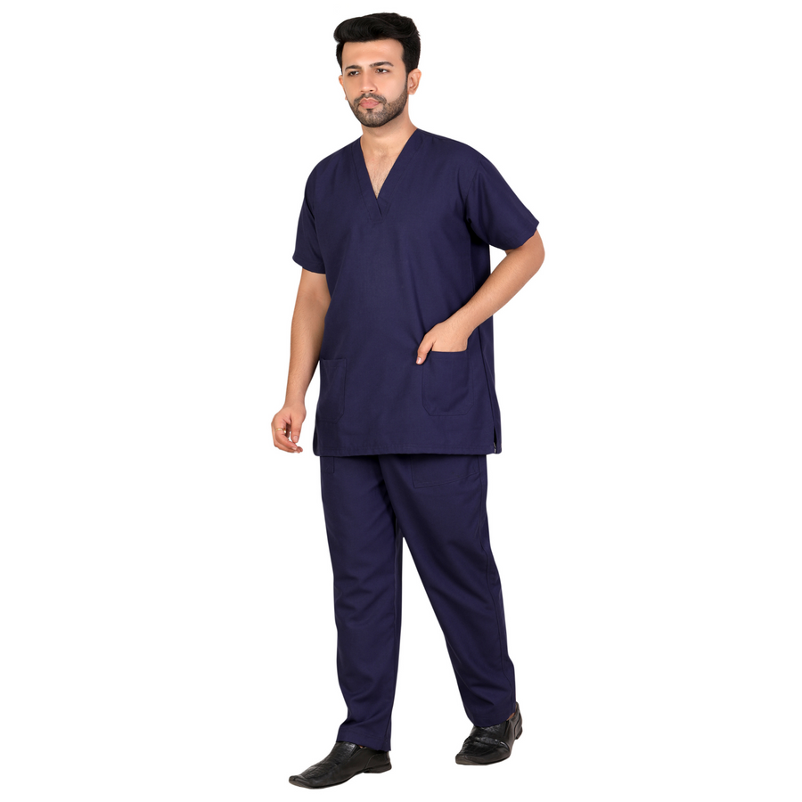 Men's Classic Scrub Suit – Navy Blue - Left Sleeve