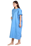 Women's sky blue patient gown – side