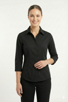 Women's Lycra 3/4 Sleeve Formal Shirt – Black – view 4