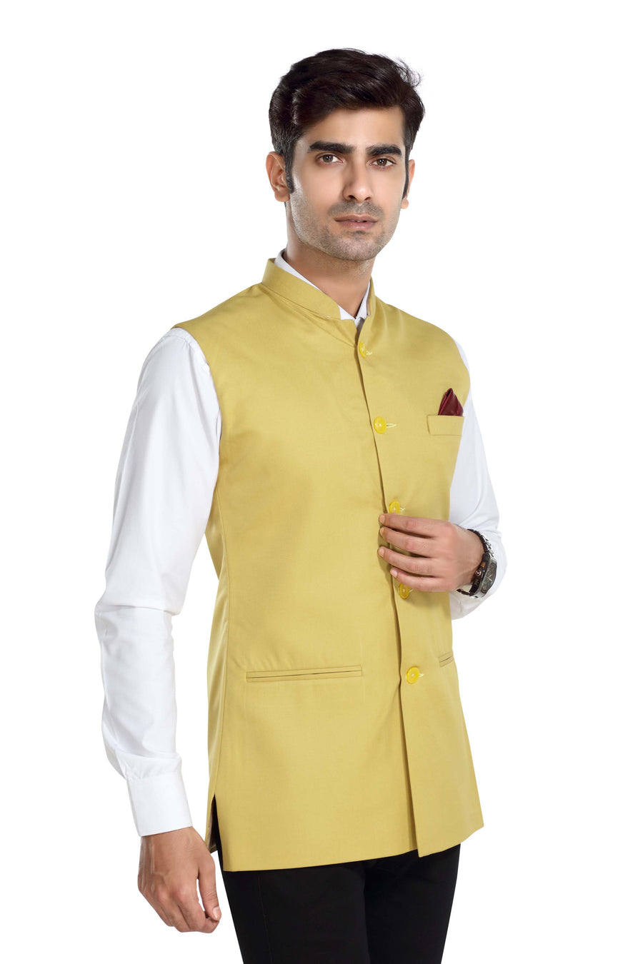 Men's TR Nehru Jacket – Golden - Right Sleeve