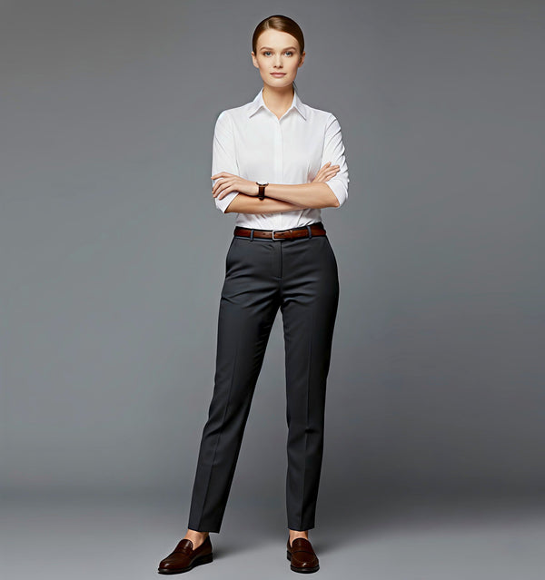 Mafatlal Trendz anti-stain female shirt in white, front view