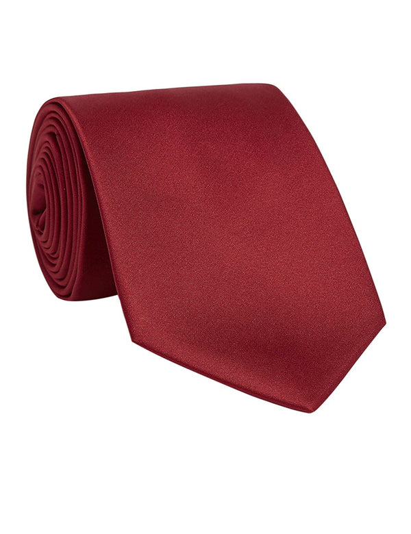 Solid Satin Formal Tie – Red – rolled view