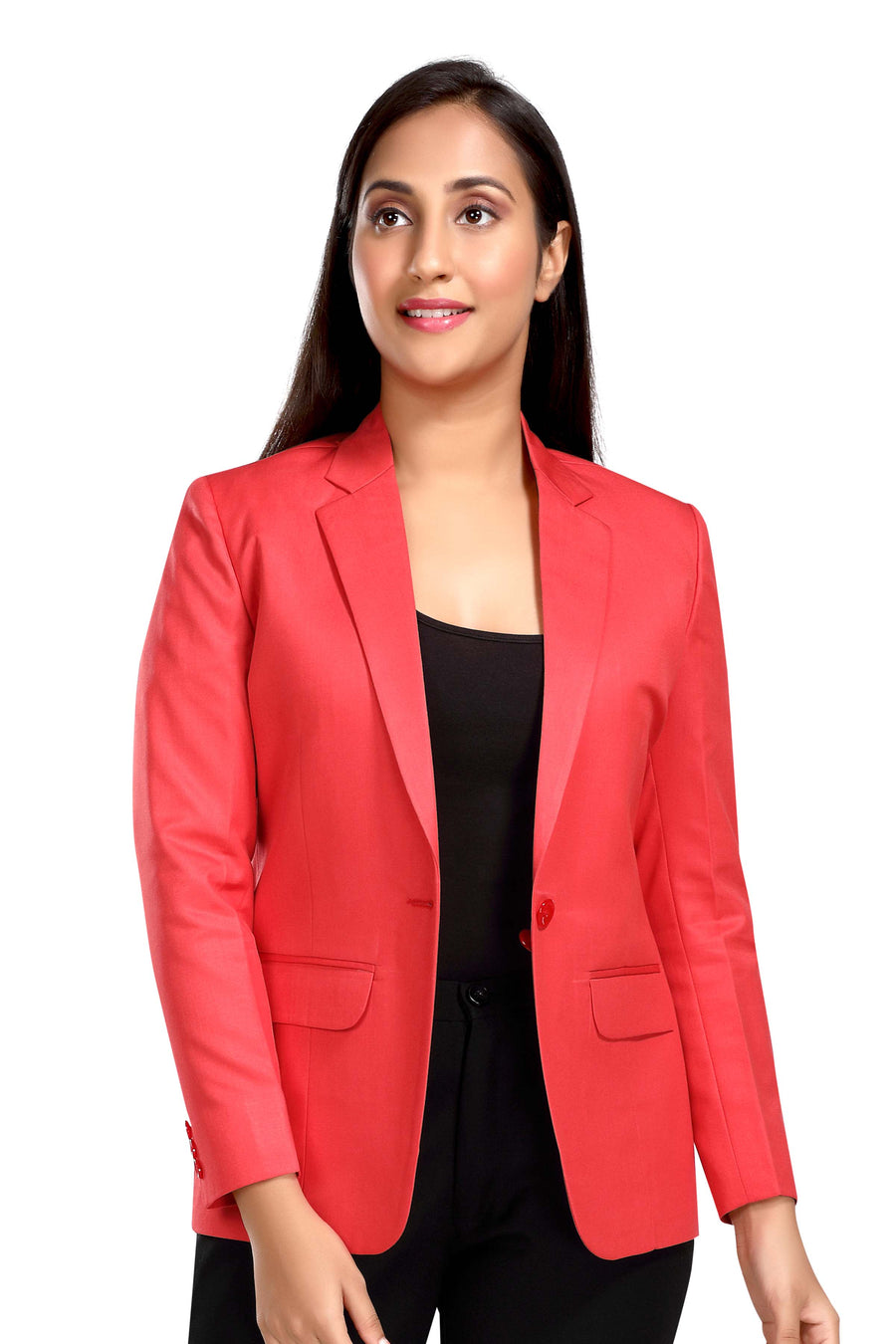 Women's Slim Fit TR Blazer – Prubin Red - Right Sleeve