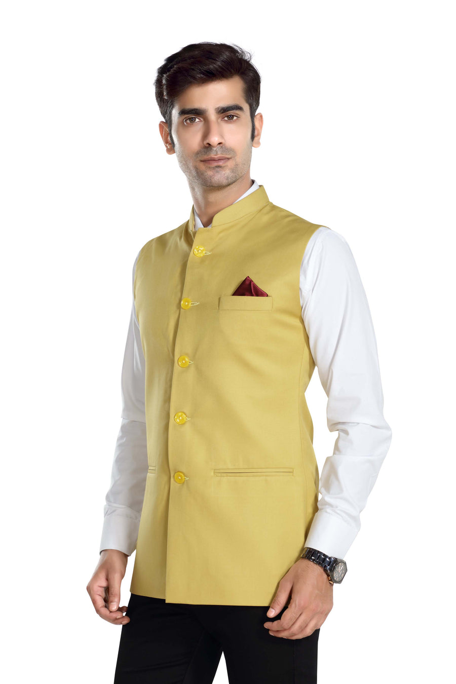 Men's TR Nehru Jacket – Golden - Left Sleeve