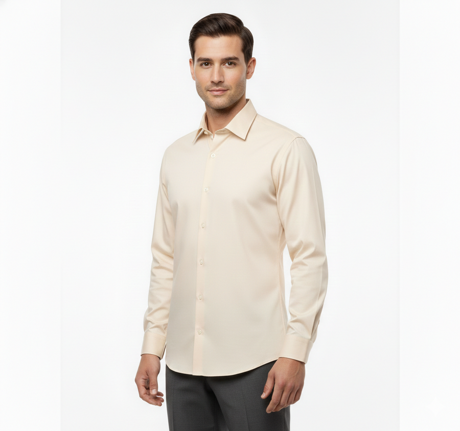 Men's Classic Formal Shirt – Cream - Left Sleeve