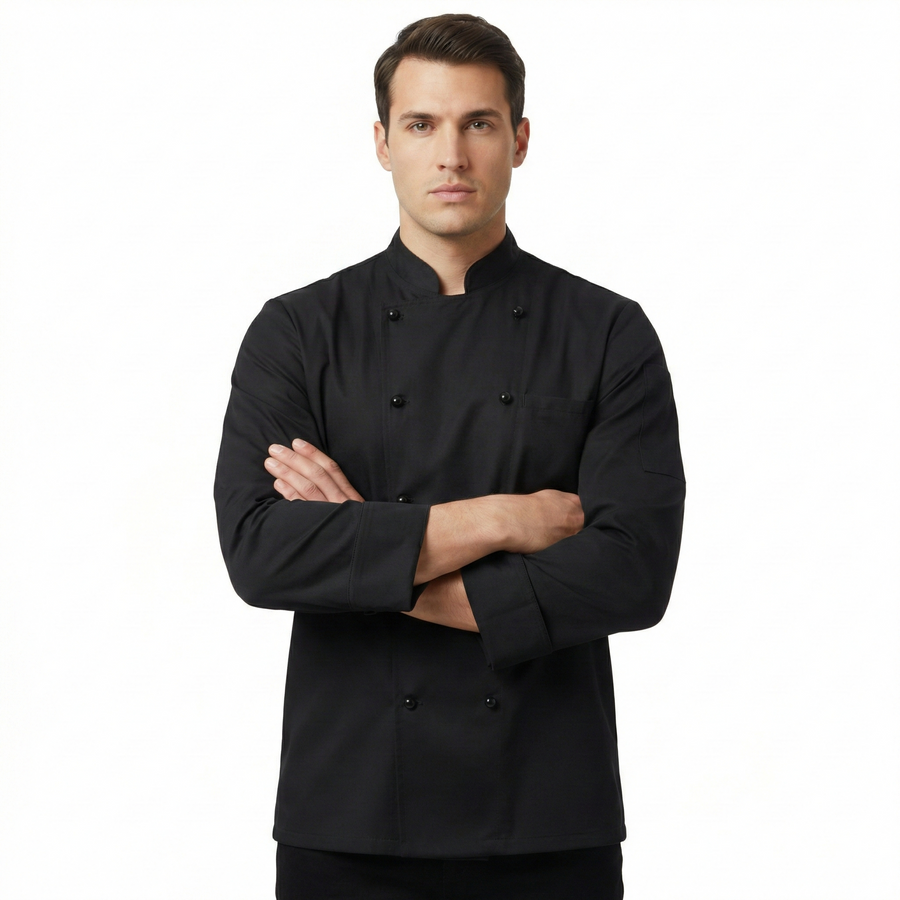 Chef Coat – All Black - Right Sleeve