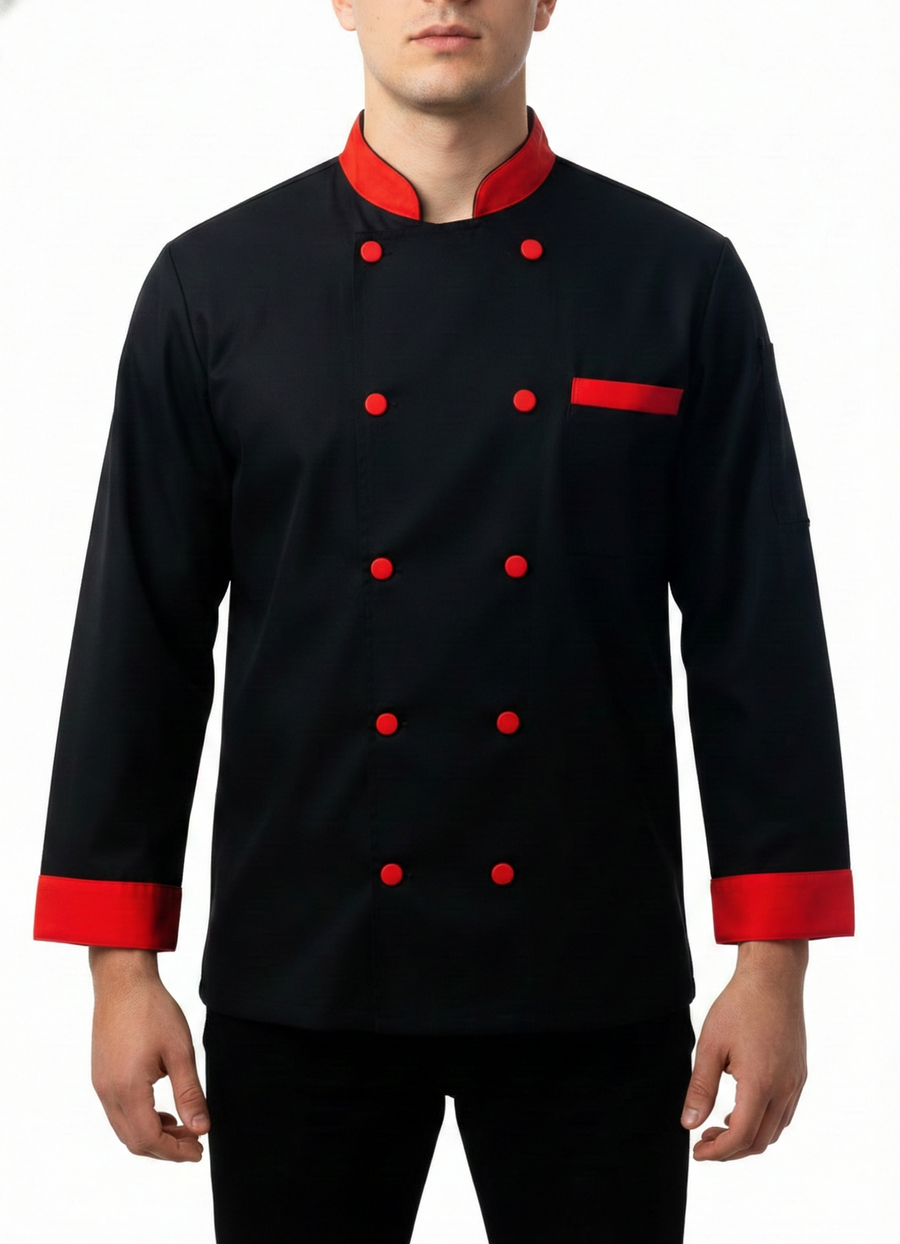 Chef Coat – Black & Red (Style 2) - Back