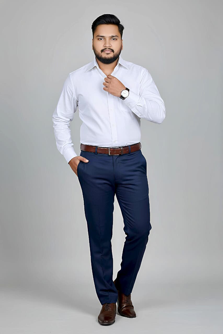 Men's Cotton Twill Formal Shirt – White - Right Sleeve