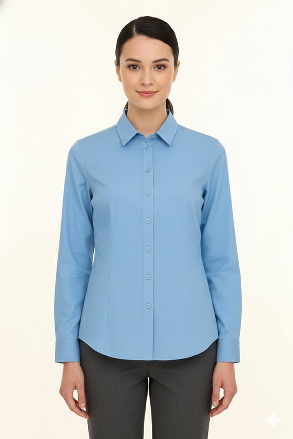 Women's Lycra Formal Shirt – Sky Blue – view 2