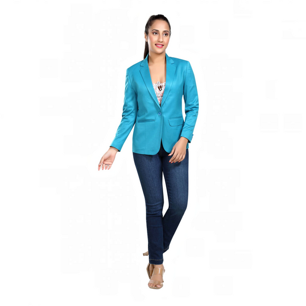 Women's slim fit TR blazer – Turquoise Blue – view 1
