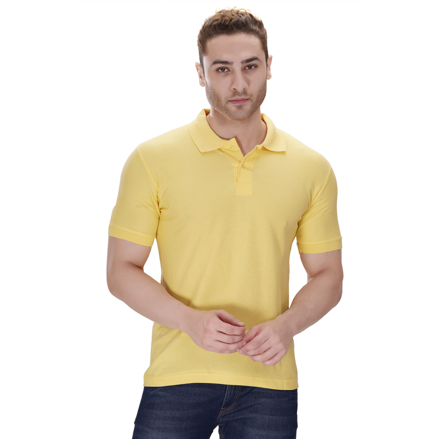 Cotton Polo T-Shirt – Pale Yellow - Front