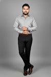 Men's fil-a-fil formal shirt in grey by Mafatlal Trendz, front view