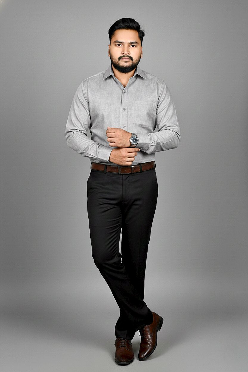Men's Fil-a-Fil Formal Shirt – Grey - Left Sleeve