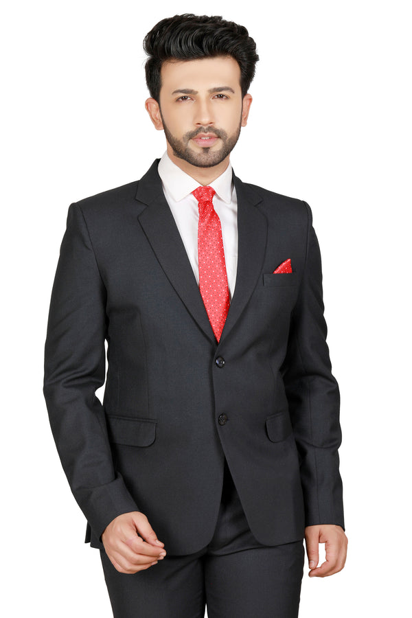 Men's dark blue slim fit formal blazer – view 2