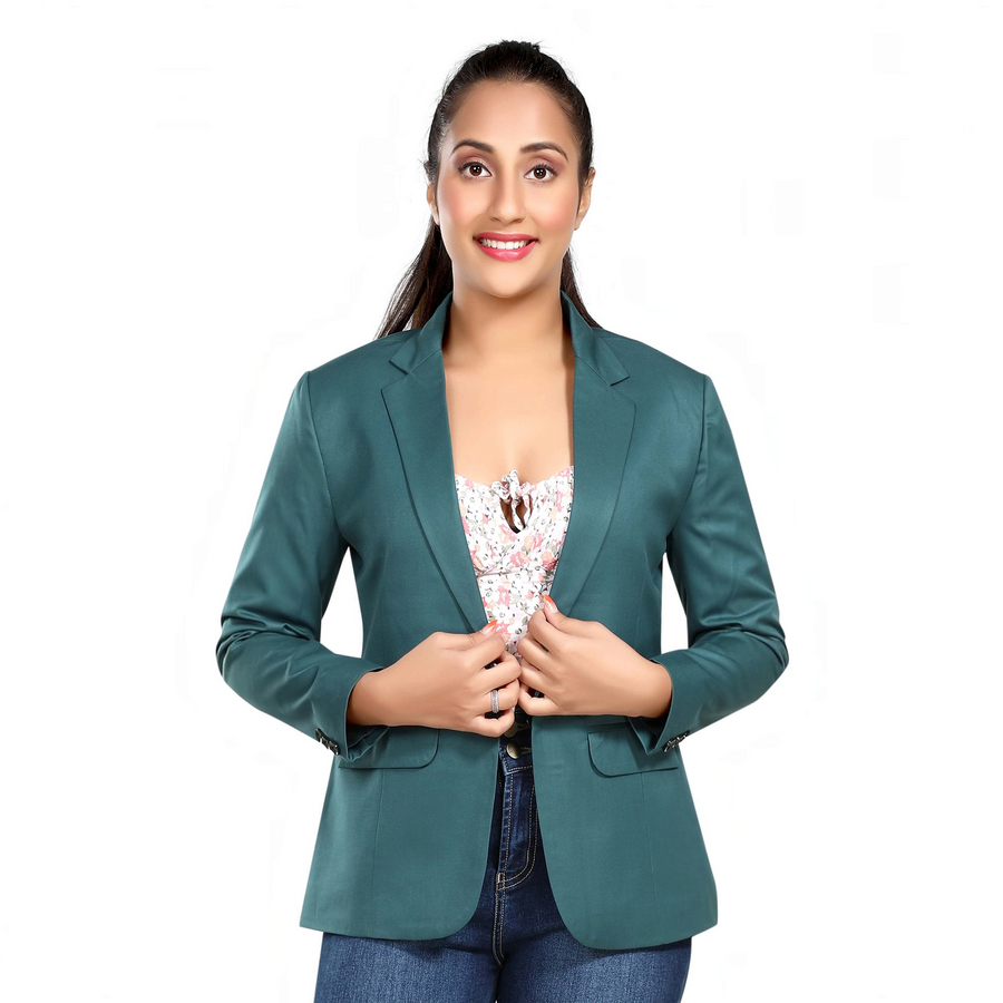 Women's Slim Fit TR Blazer – Bottle Green - Front
