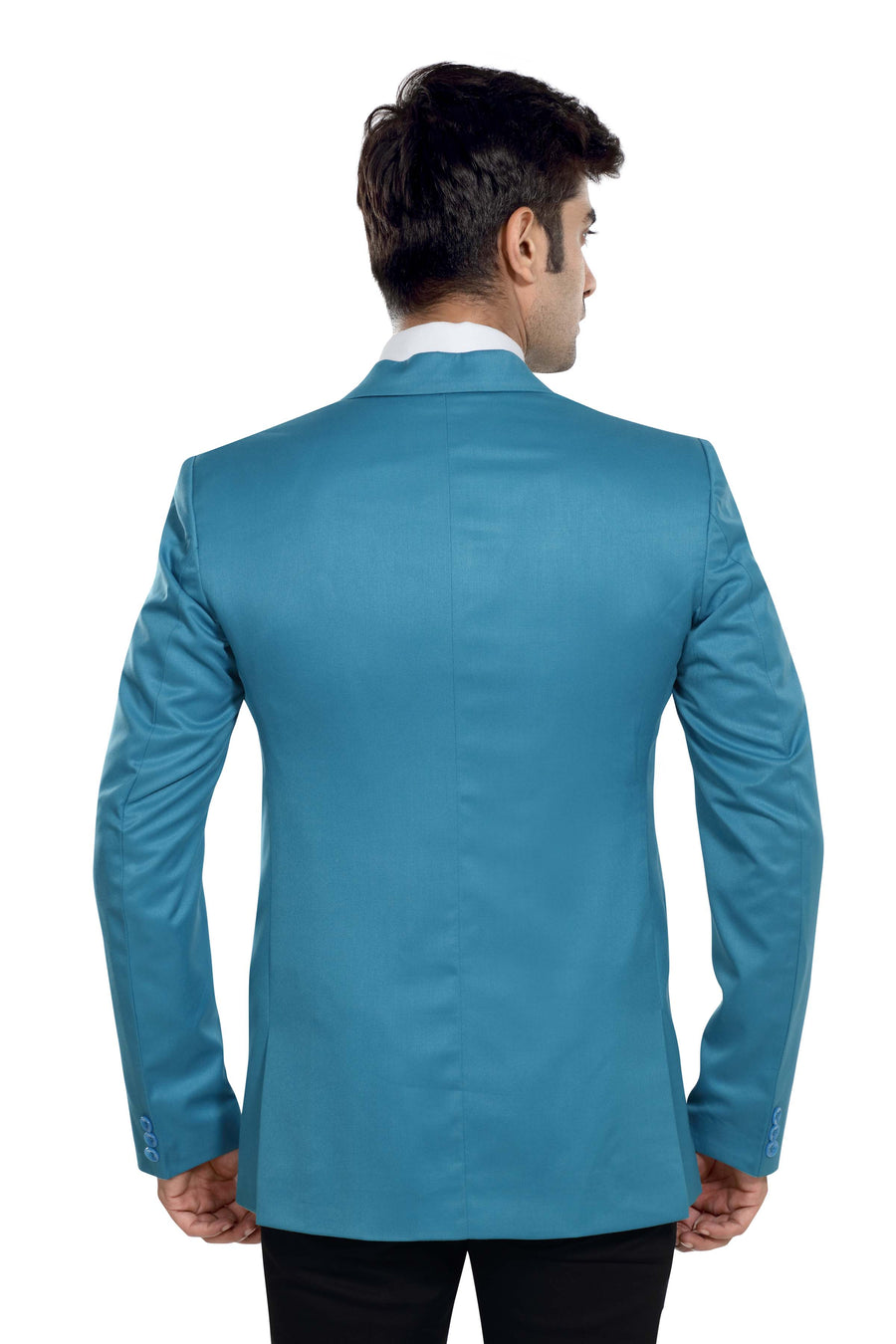 Men's Slim Fit TR Blazer – Turquoise Blue - Back