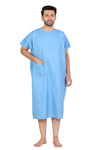 Men's sky blue patient gown – front pocket