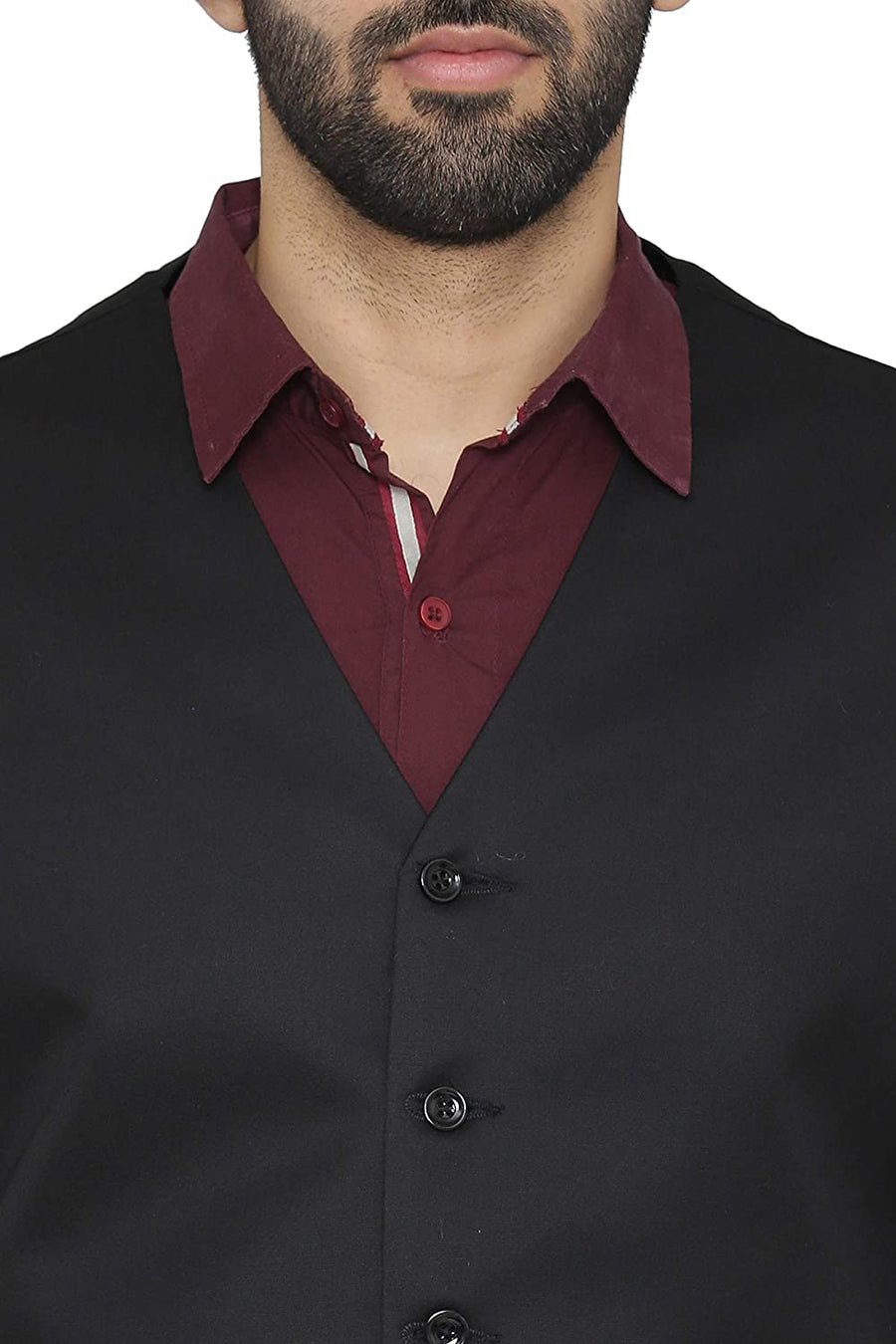 Men's Slim Fit TR Waistcoat – Black - Front