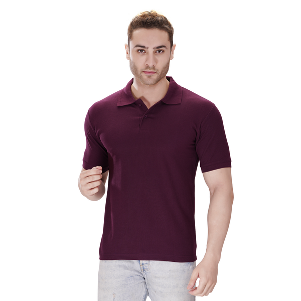 Wine polo T-shirt (100% cotton) – front view