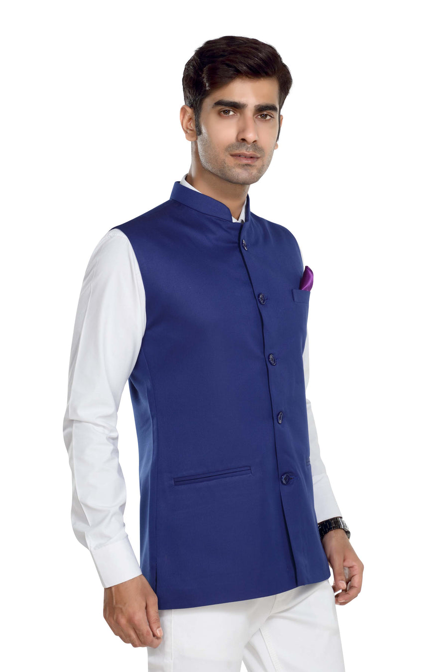 Men's TR Nehru Jacket – Royal Blue - Right Sleeve