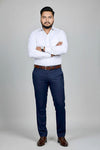 Man wearing white cotton twill formal shirt, Mafatlal Trendz TSTL01