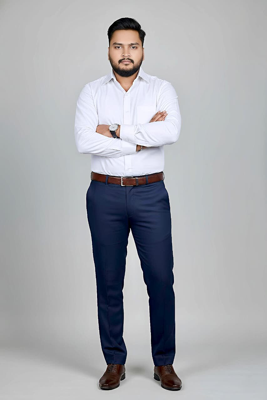 Men's Cotton Twill Formal Shirt – White - Left Sleeve