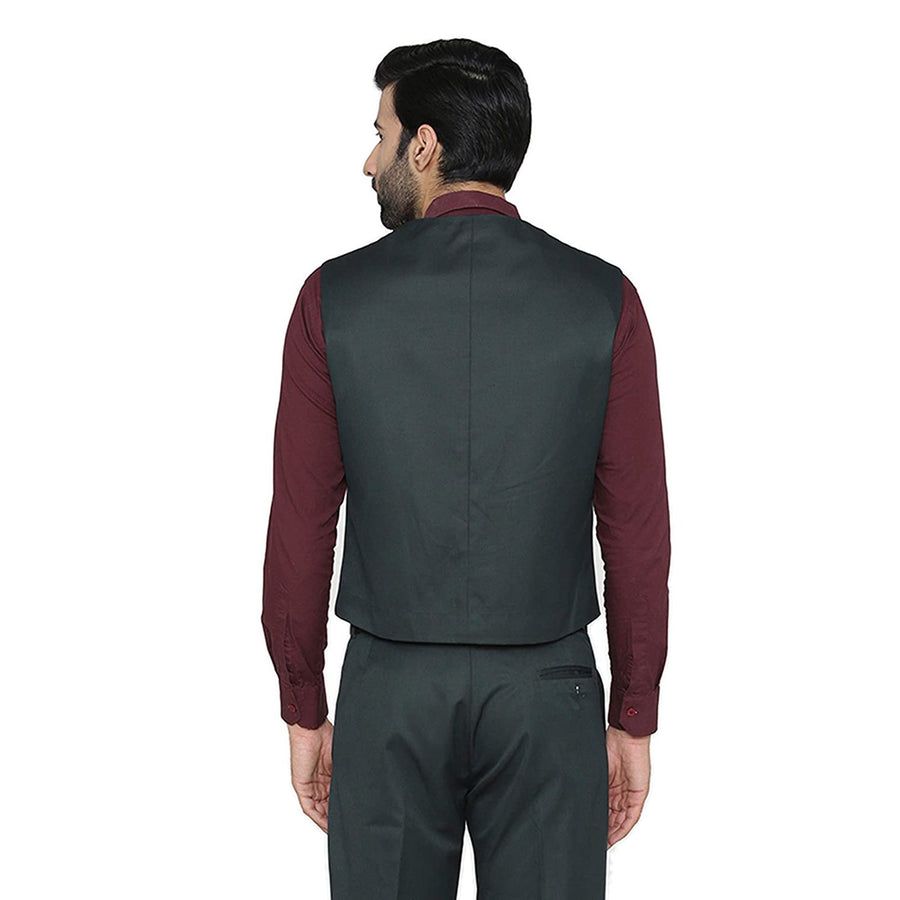 Men's Slim Fit TR Waistcoat – Dark Green - Right Sleeve