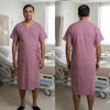 Maroon check wrap patient gown – front and back