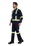 Boiler Pant Shirt Set – Navy Blue, Green Reflective Tape – side