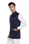 Men's Navy Blue TR Nehru jacket – view 2