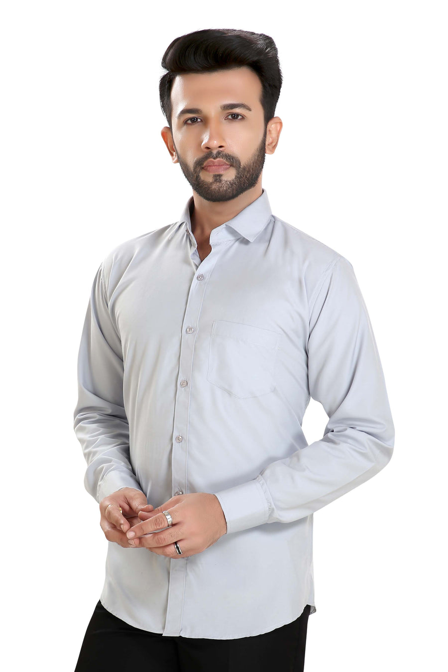 Men's Formal Shirt – Grey - Left Sleeve
