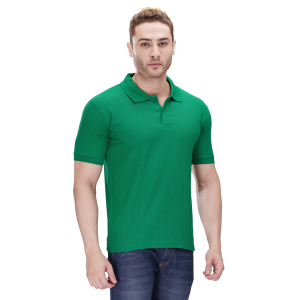 Green polo T-shirt (100% cotton) – front view