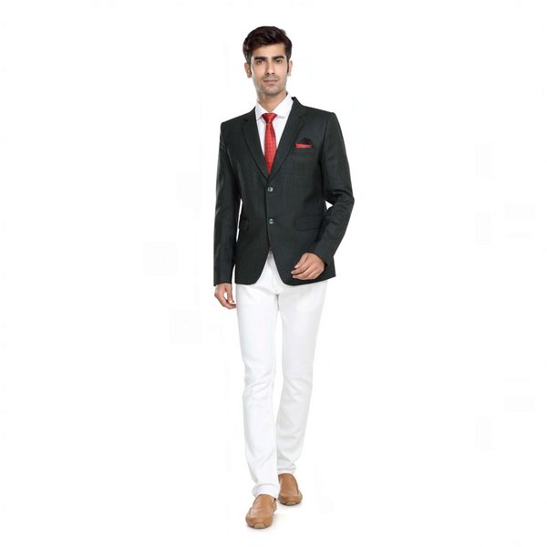 Men's charcoal grey slim fit formal blazer – view 1