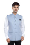 Men's Cloudy Blue TR Nehru jacket – front view