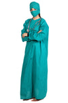 Women's Overlap OT Gown Set – Surgical Green, with Cap & Mask – side