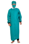 Men's Overlap OT Gown Set – Surgical Green, with Cap & Mask – front