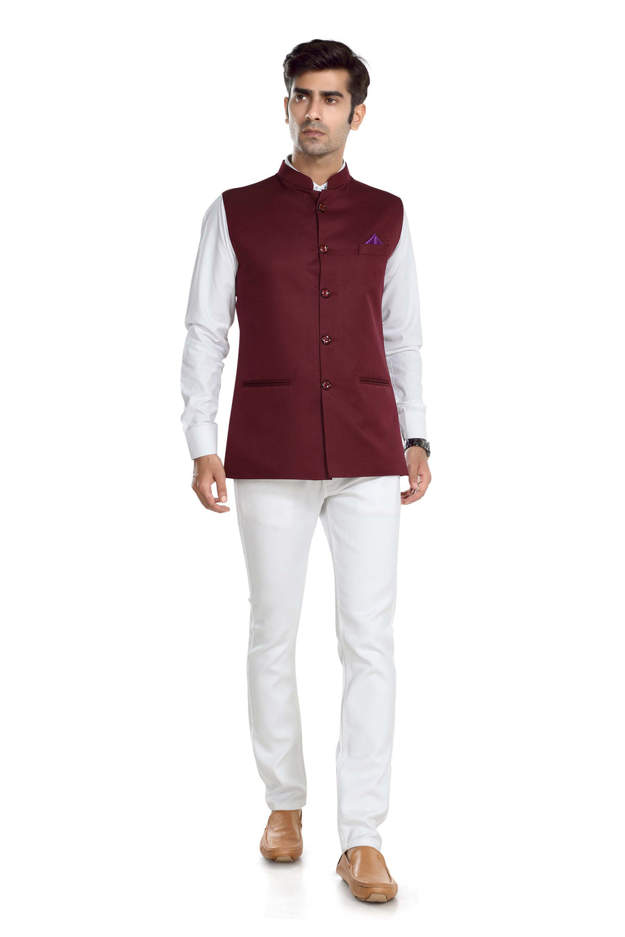 Men's TR Nehru Jacket – Dark Maroon - Back