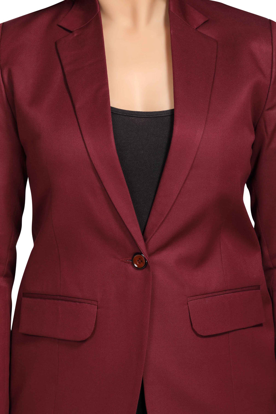 Women's Slim Fit TR Blazer – Dark Maroon - Front