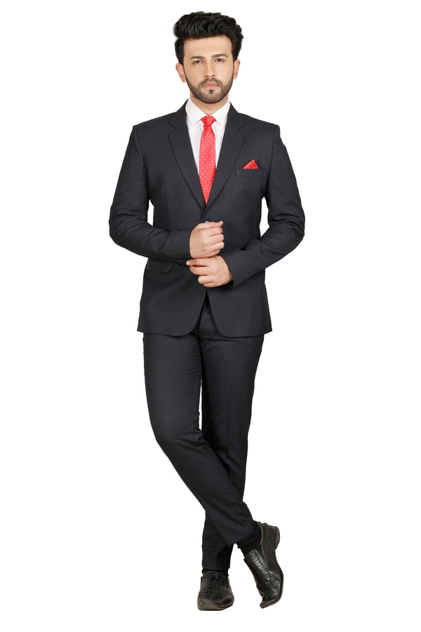 Men's dark blue slim fit formal blazer – view 1