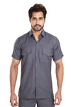 Industrial Worker Uniform – Grey, Half Sleeve – shirt close-up